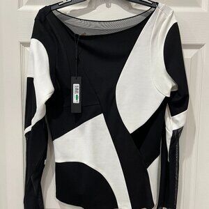 Donna Karan B&W Top Long Sleeve Mosaic